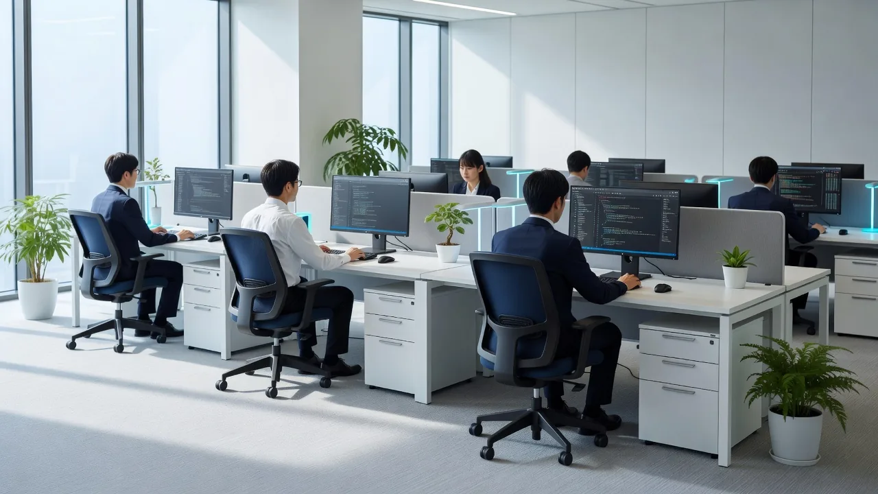 開放的なオープンプランのオフィス内観